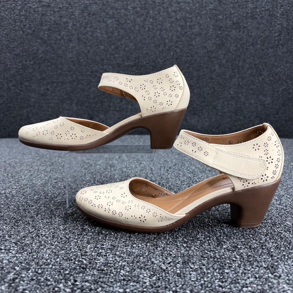 Easy Spirit Secaty Mary Jane Pump Heels Women 7M Beige cottagecore office comfy